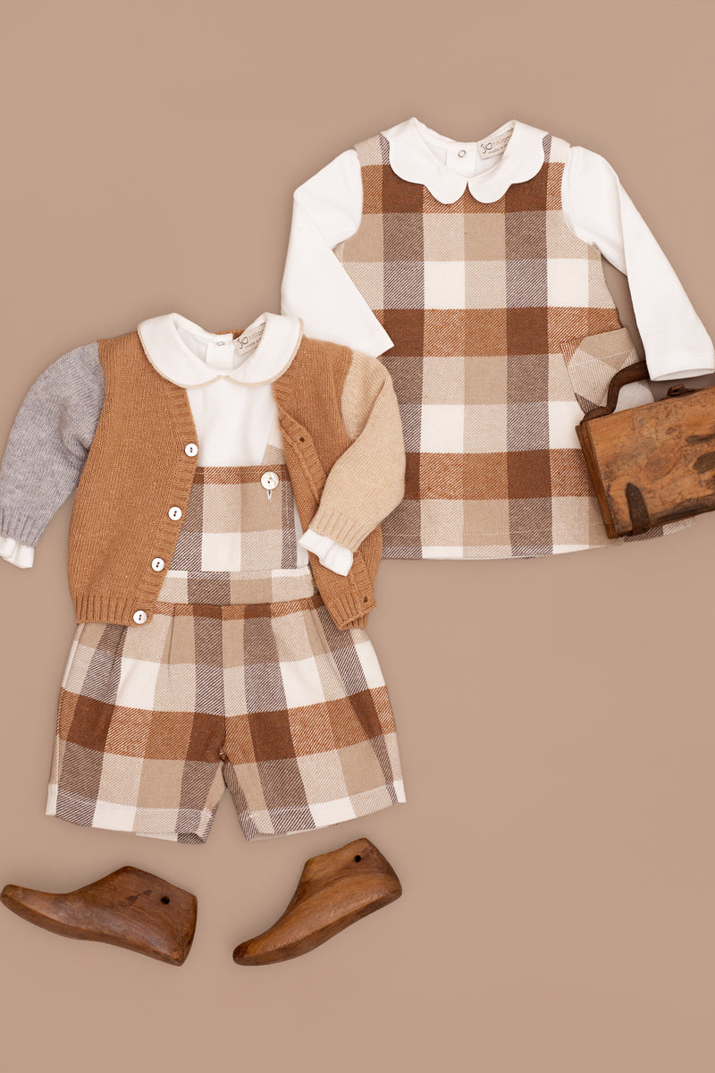 Brown Tonal Check Pinafore Dress – Emmerson