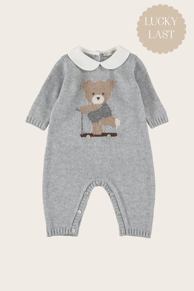 Wool Cashmere Grey Teddy Babysuit