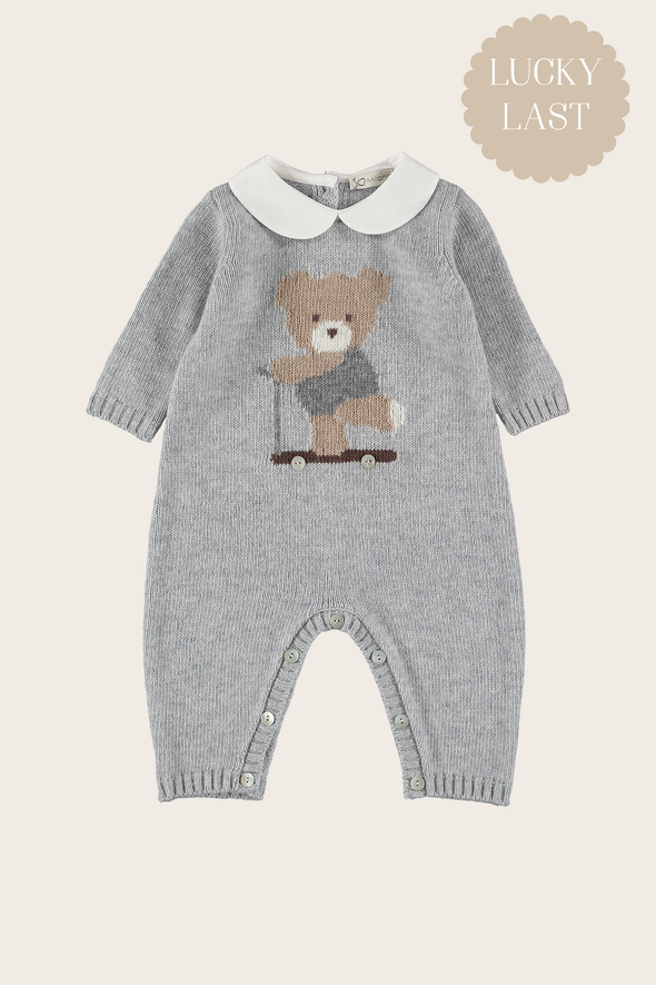 Wool Cashmere Grey Teddy Babysuit