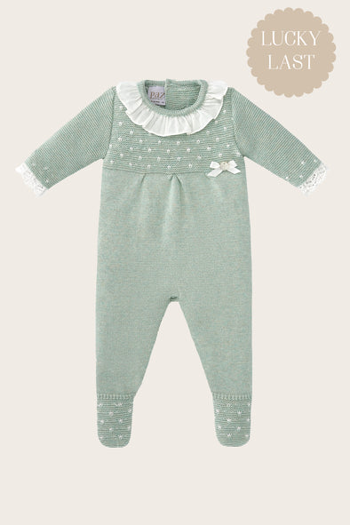 Mint Green Knitted Cotton Cashmere Babysuit