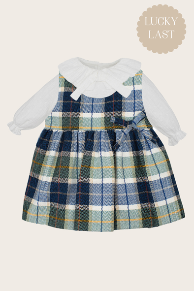Navy and Green Wool Pinafore Set