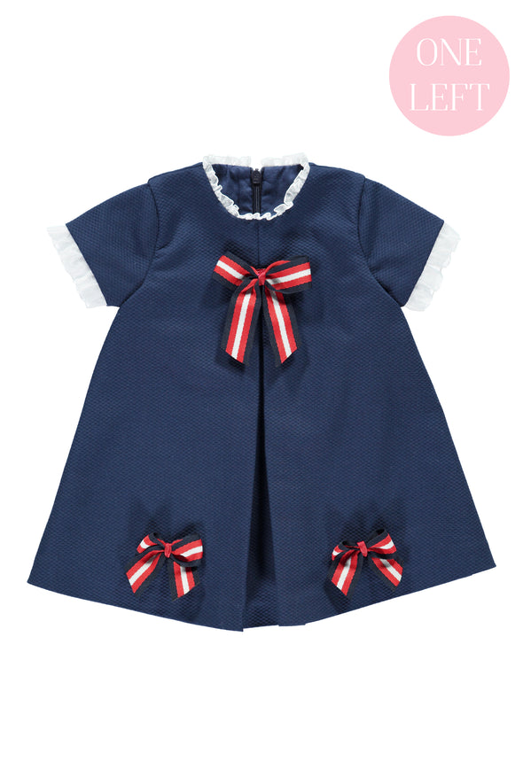 Navy Dotted Bow Dress