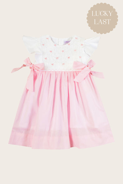 Pink Bow Smocked Cotton Dress