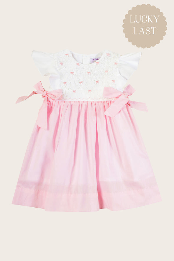 Pink Bow Smocked Cotton Dress