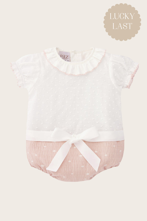 Polka Dot Short Sleeve Bow Bubble