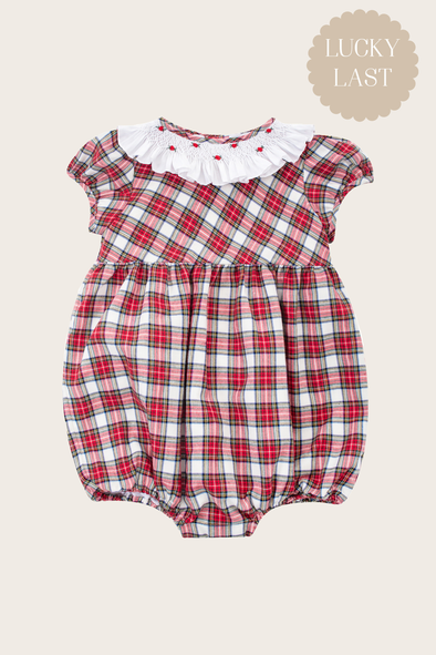 Red Tartan Smocked Bubble