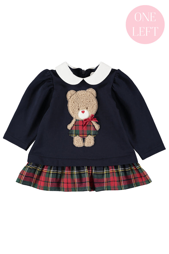 Teddy Bear Tartan Sweater Dress