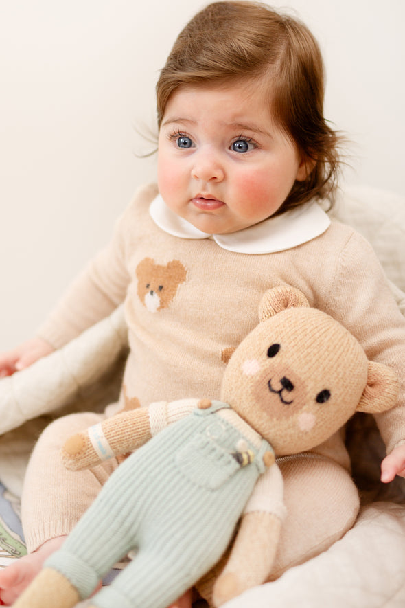 Wool Cashmere Beige Teddy Babysuit