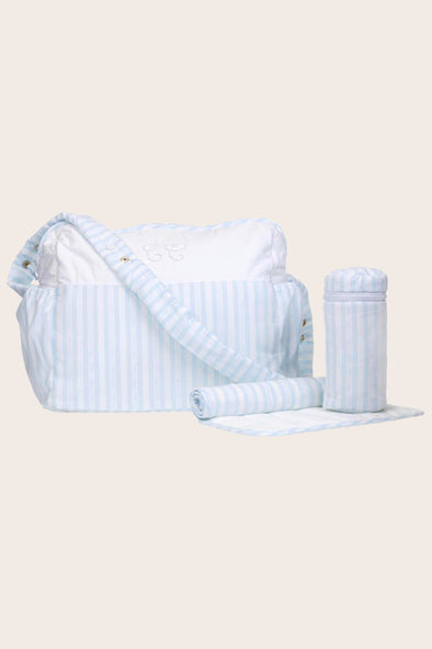 Blue and White Striped Baby Bag Set