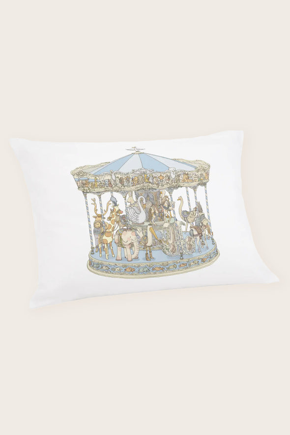 Blue Carousel Satin Cushion