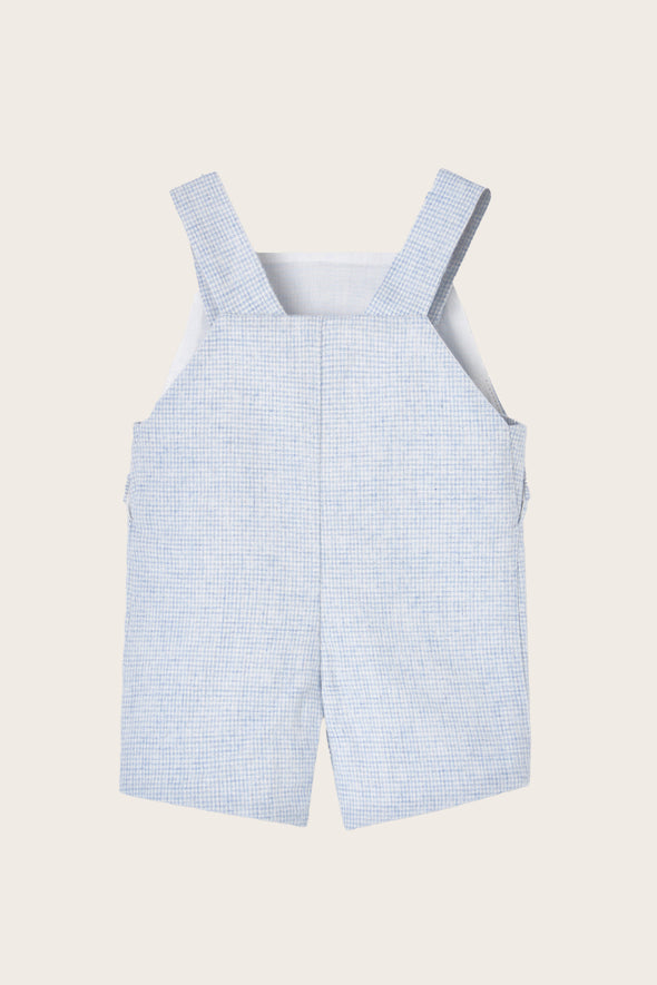 Blue Woven Dungaree and Bodysuit Set