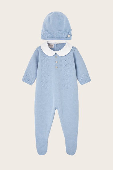 Blue Wool Knitted Two Piece Baby Set