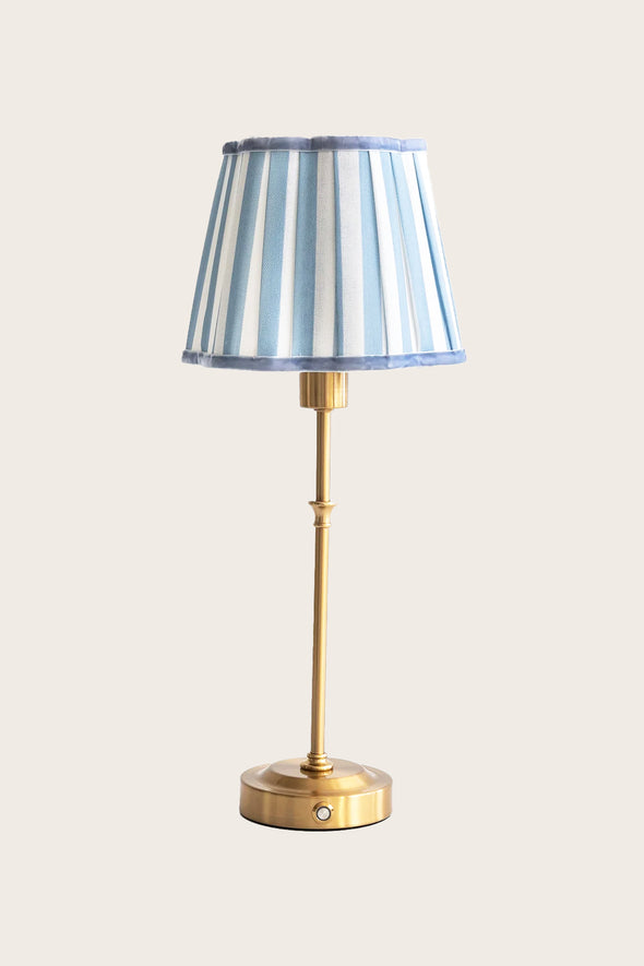 Blue Stripe Scallop Lamp Shade and Base