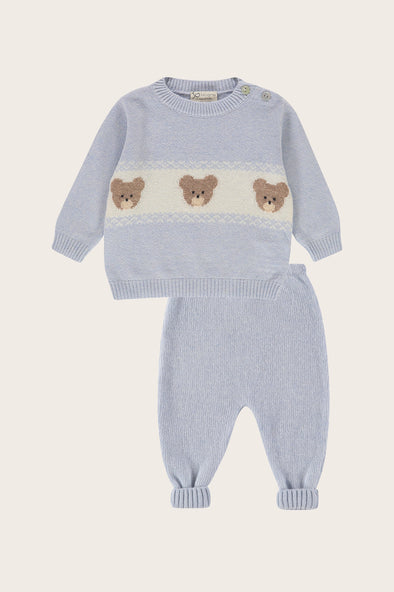 Blue Teddy Bear Wool Cashmere Set