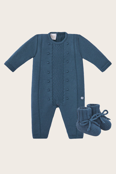 Bluestone Wool Knitted Babysuit and Bootie Set