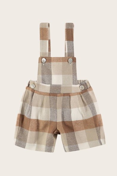 Brown Tonal Check Dungarees