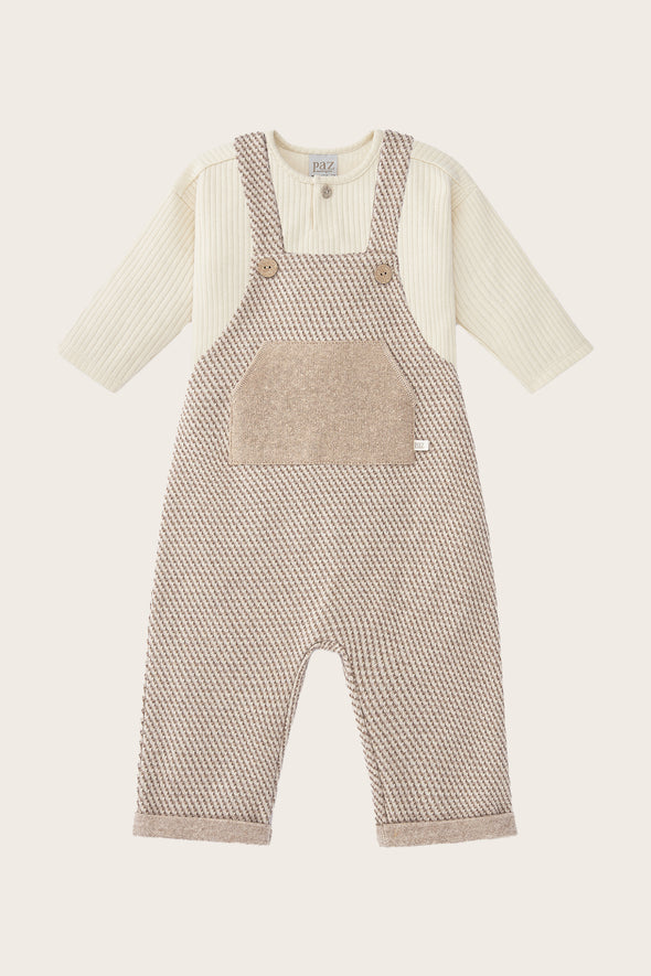 Brown Dungaree Long Sleeve Set