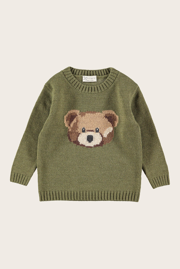 Wool Cashmere Dark Green Teddy Sweater