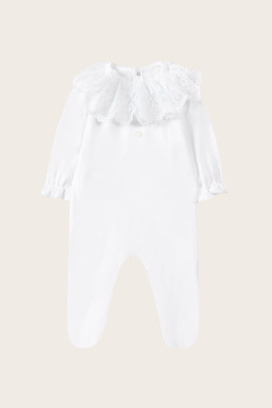 White Velvet Lace Collar Babysuit