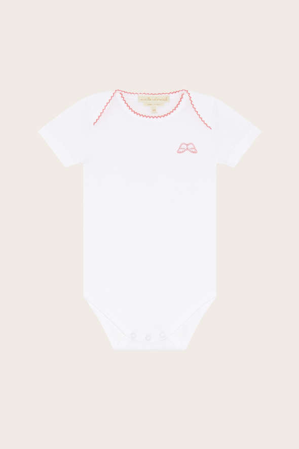 Set of 7 Pink Angel Wing Short Sleeve Babysuit