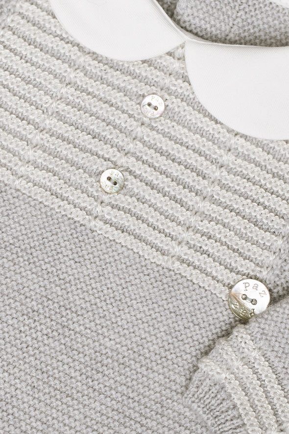 Grey Wool Knitted Babysuit