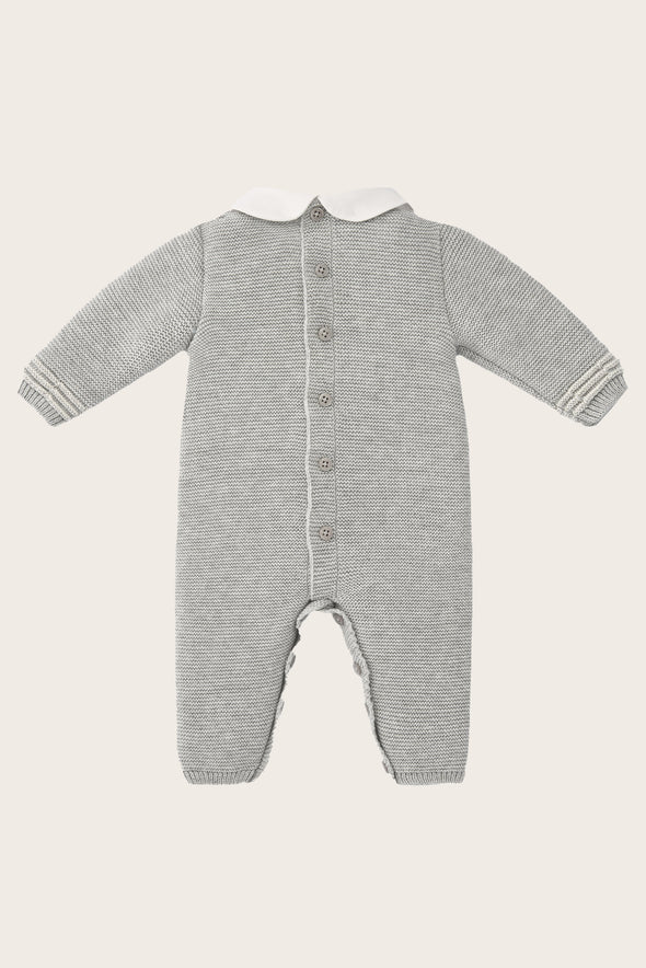 Grey Wool Knitted Babysuit