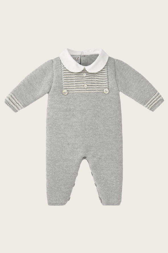 Grey Wool Knitted Babysuit