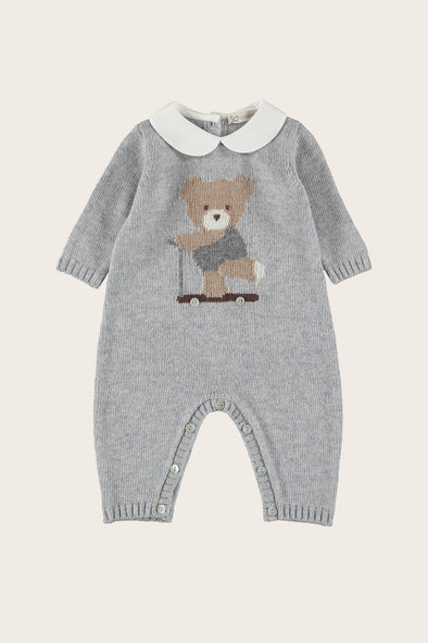 Wool Cashmere Grey Teddy Babysuit