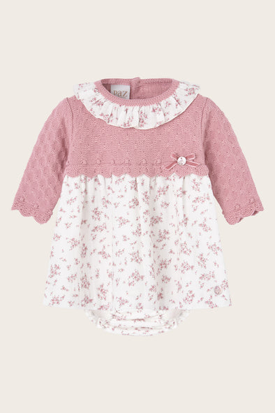 Rose Knitted Floral Dress and Bloomer Set