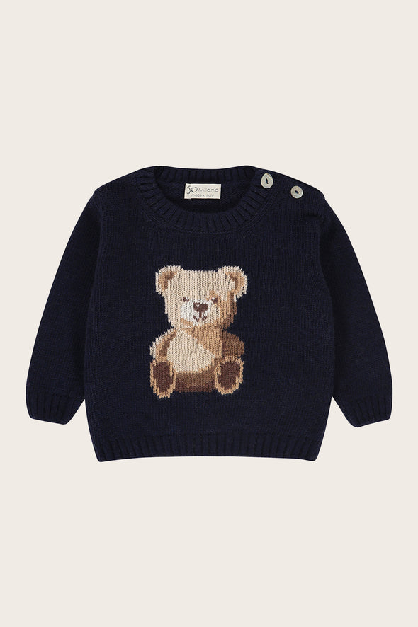 Navy Teddy Wool Cashmere Sweater