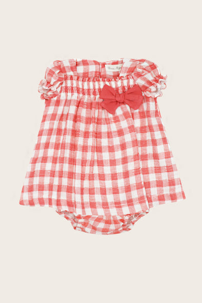 Red Picnic Bow Dress and Bloomer