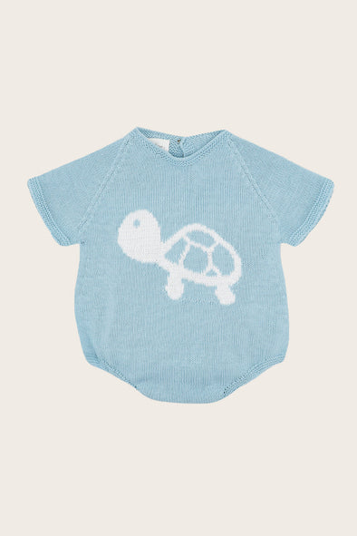 Blue Turtle Knitted Romper