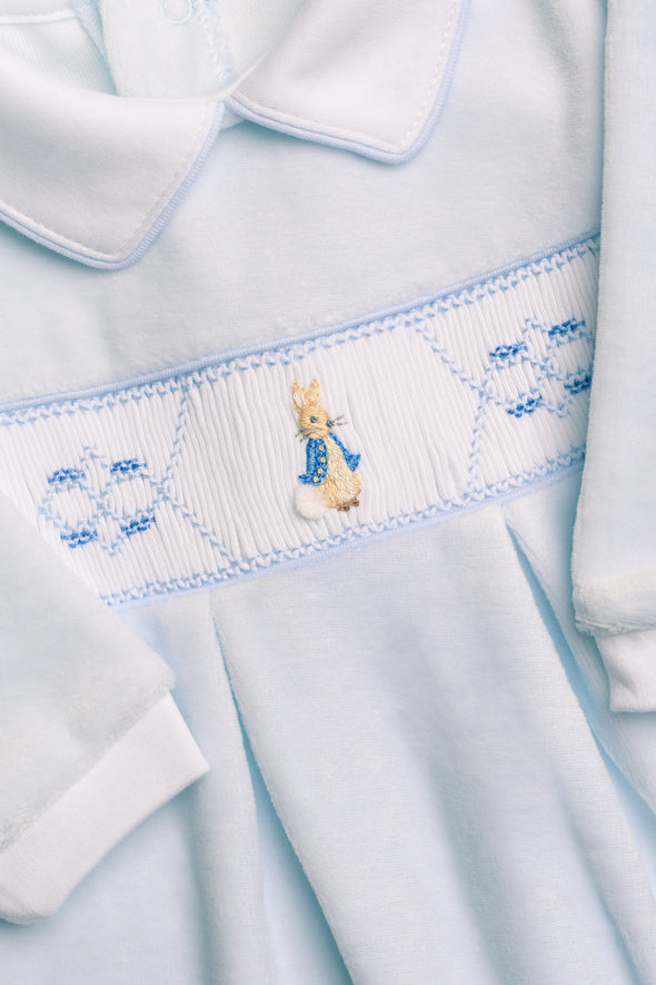 Peter Rabbit Velour Smocked Babysuit