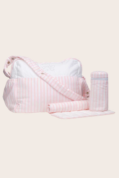 Pink and White Striped Baby Bag Set