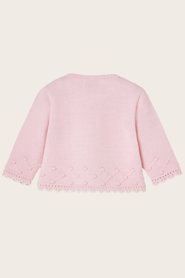 Pink Wool Knitted Diamond Cardigan