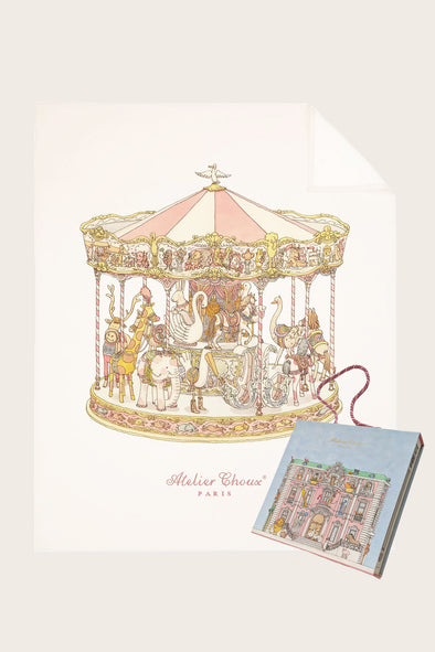 Pink Carousel Cashmere Blanket and Gift Box