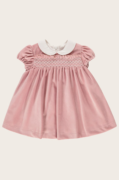 Rose Velvet Smocked Dress