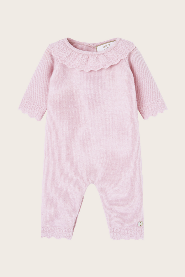 Blush Mauve Wool Cashmere Scalloped Babysuit