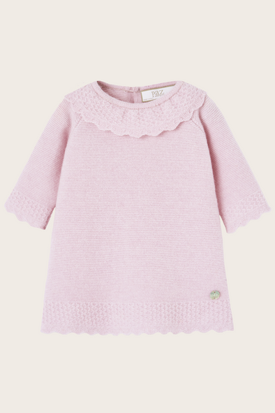 Blush Mauve Wool Cashmere Scalloped Dress