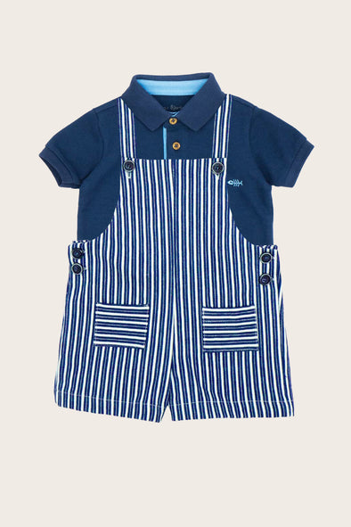Navy Polo and Railroad Dungarees