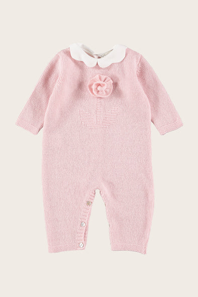 Wool Cashmere Pink Rose Babysuit