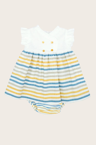 Summer Striped Cross Over Dress and Bloomer Set