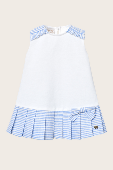 Blue and White Striped Pleated Tennis Dress