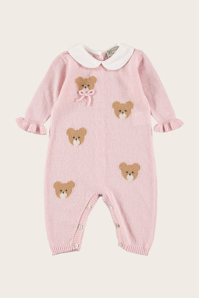 Wool Cashmere Pink Teddy Babysuit