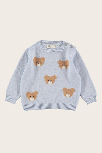 Wool Cashmere Blue Teddy Sweater