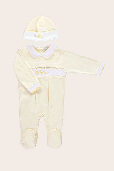 Yellow Smocked Duckling Babysuit Set