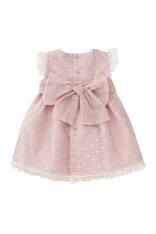 Pink Organza Spotted Lace Dress