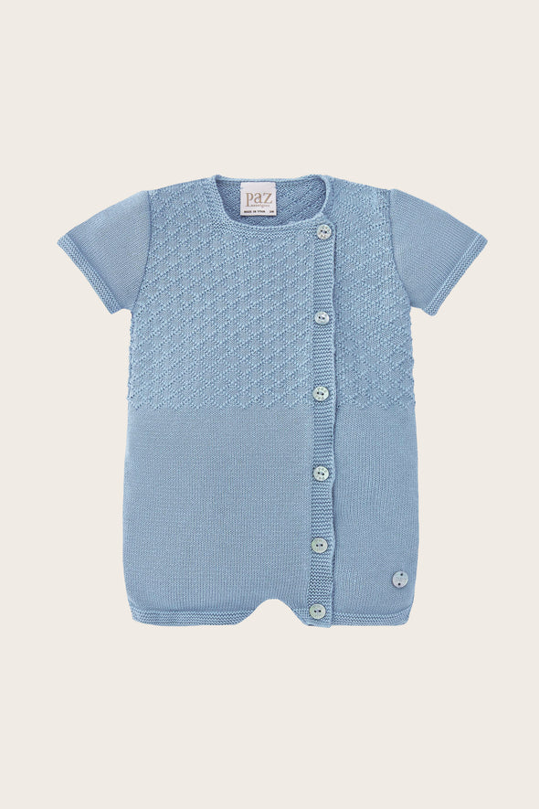 Blue Diamond Knitted Short Babysuit