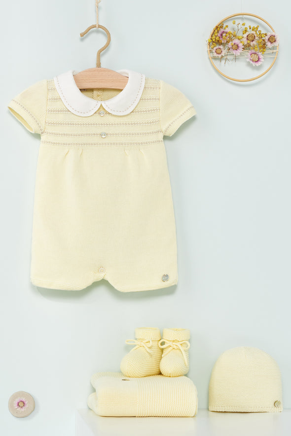 Lemon Knitted Short Babysuit