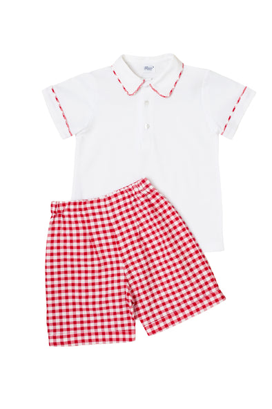 Red Gingham Polo Set